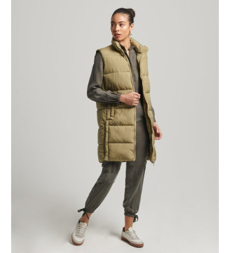 Superdry Long quilted waistcoat green