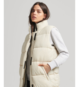 Superdry Ripstop beige gewatteerd vest lang beige