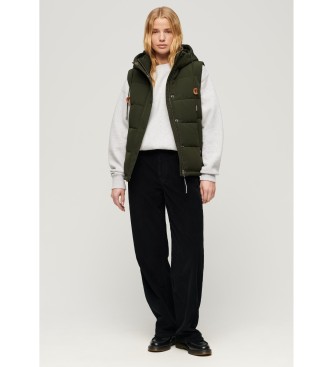 Superdry Hooded quilted waistcoat Everest green