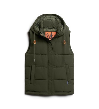 Superdry Hooded quilted waistcoat Everest green