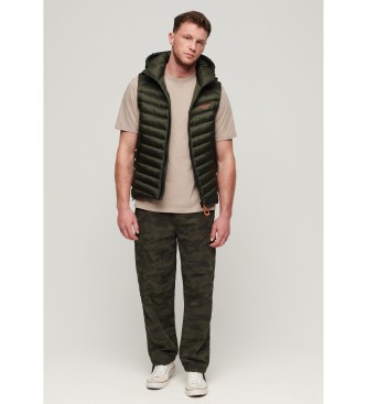 Superdry Fuji hooded quilted waistcoat green