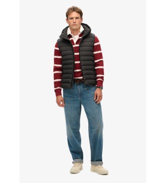 Superdry Fuji gewatteerd gilet met capuchon zwart