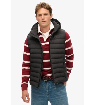 Superdry Fuji gewatteerd gilet met capuchon zwart