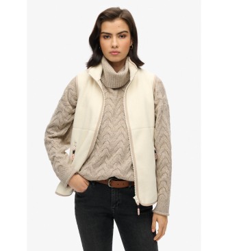 Superdry Gilet foderato in pile bianco attivo