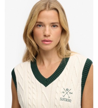 Superdry Colete Heritage branco sujo