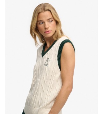Superdry Colete Heritage branco sujo