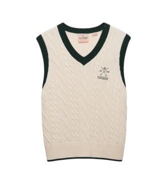 Superdry Colete Heritage branco sujo