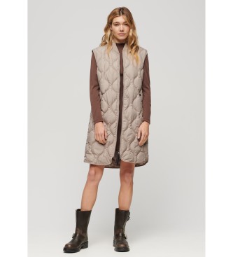 Superdry Colete comprido com forro Studios bege