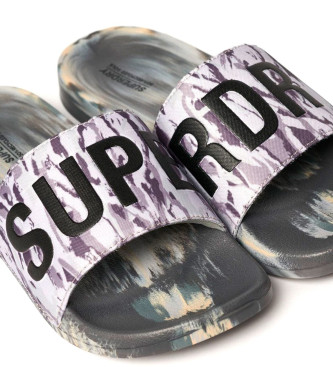 Superdry Grey camouflage print flip-flops