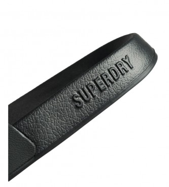 Superdry Chanclas de piscina con logotipo Code negro
