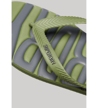 Superdry Vegan flip flops with Vintage Logo green logo