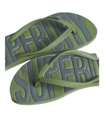 Superdry Chinelos de dedo vegan com logtipo verde Vintage Logo