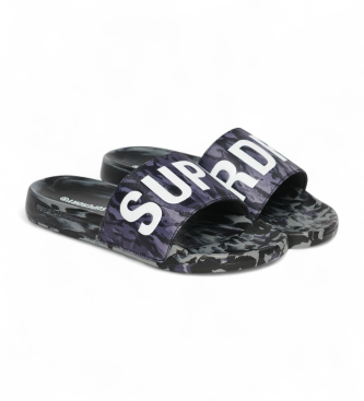 Superdry Badtofflor med kamouflagemnster Core grey