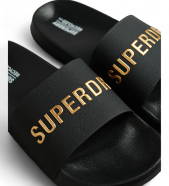 Superdry Czarne japonki z logo Code