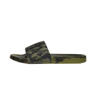 Superdry Green camouflage print flip flops
