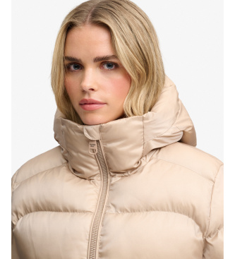 Superdry Casaco Acolchoado Brilhante com Capuz bege