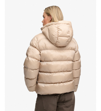 Superdry Casaco Acolchoado Brilhante com Capuz bege