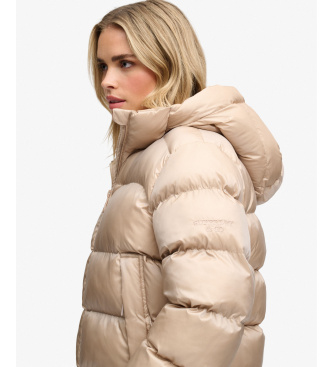 Superdry Casaco Acolchoado Brilhante com Capuz bege