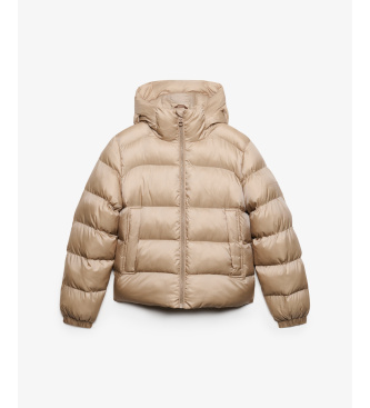Superdry Casaco Acolchoado Brilhante com Capuz bege