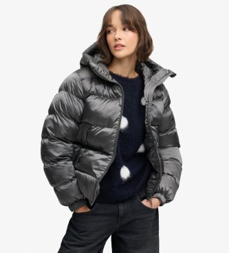 Superdry Shiny Padded Jacket with Hood black