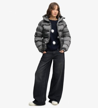 Superdry Shiny Padded Jacket with Hood black