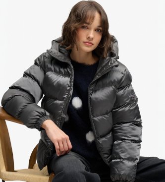 Superdry Shiny Padded Jacket with Hood black