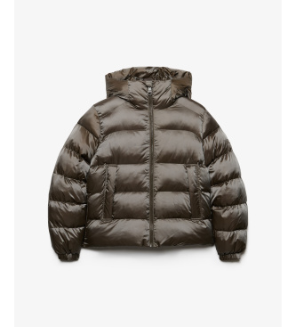 Superdry Casaco Acolchoado Brilhante com Capuz verde