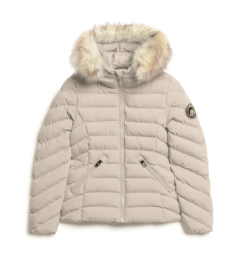 Superdry Vatteret jakke med htte, beige