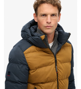 Superdry Quilted Hooded Jacket navy, brown