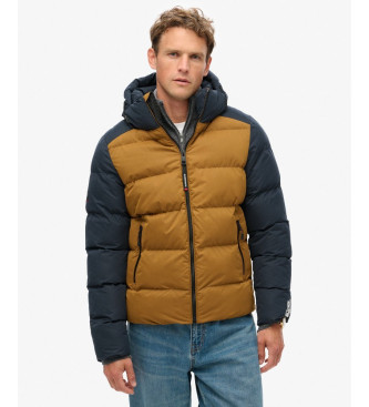 Superdry Quilted Hooded Jacket navy, brown