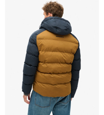 Superdry Quilted Hooded Jacket navy, brown