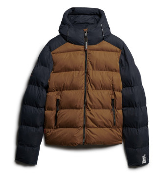 Superdry Quilted Hooded Jacket navy, brown