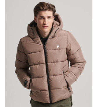 Superdry Quilted Hooded Jacket Sports beige