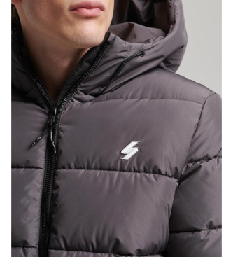 Superdry Sports grey quilted jacket with hood
