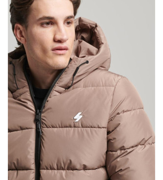 Superdry Sports brown quilted jacket with hood