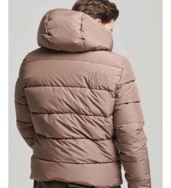 Superdry Sports brown quilted jacket with hood
