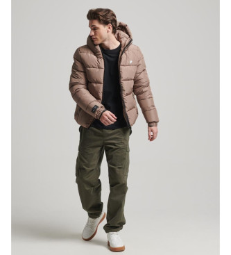 Superdry Sports brown quilted jacket with hood