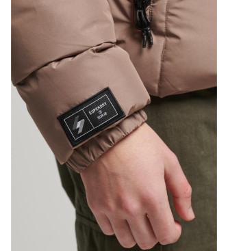 Superdry Sports brown quilted jacket with hood
