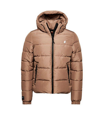 Superdry Sports brown quilted jacket with hood