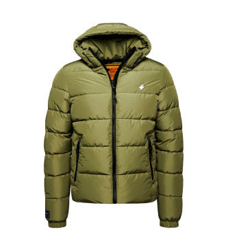 Superdry Quilted hooded jacket Sports green