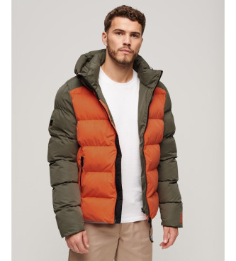 Superdry Hooded Quilted Jacket green, orange