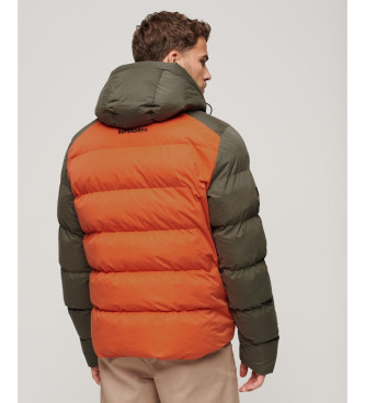 Superdry Veste matelasse  capuche vert, orange