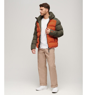 Superdry Hooded Quilted Jacket green, orange