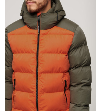 Superdry Hooded Quilted Jacket green, orange