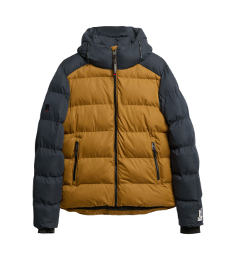 Superdry Quiltet jakke med htte og colour blocking Sport navy, sennep