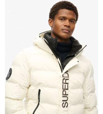 Superdry Veste matelasse avec capuche et motif urbain blanc