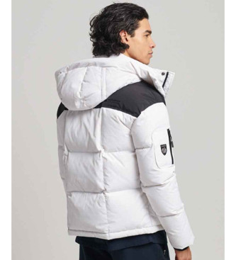 Superdry Square cut quilted jacket with hood white