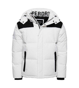 Superdry Veste matelasse  coupe carre avec capuche blanche