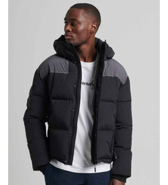 Superdry Square cut quilted jacket with hood black