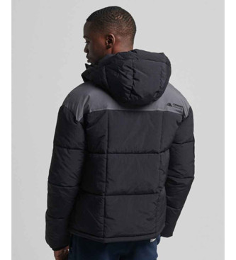 Superdry Square cut quilted jacket with hood black